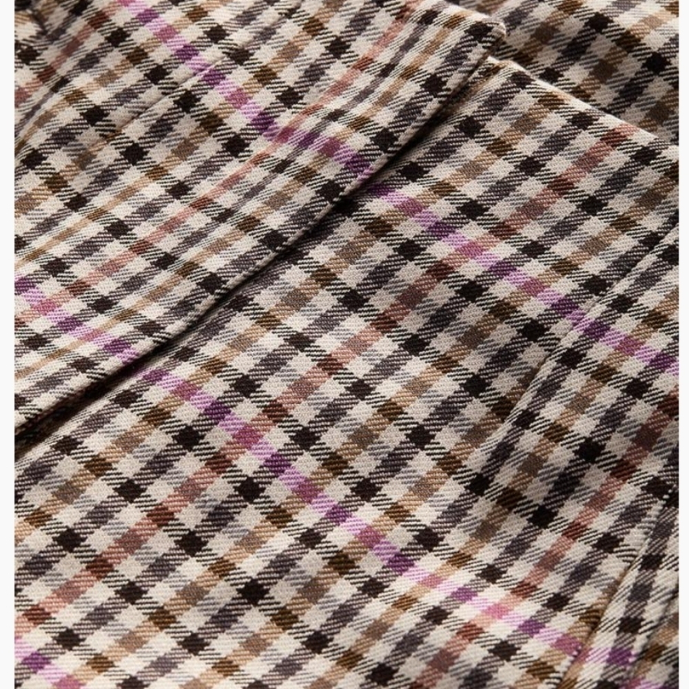 VERONICA BEARDDova Gingham Plaid Wide Leg Pants In Oat Multi